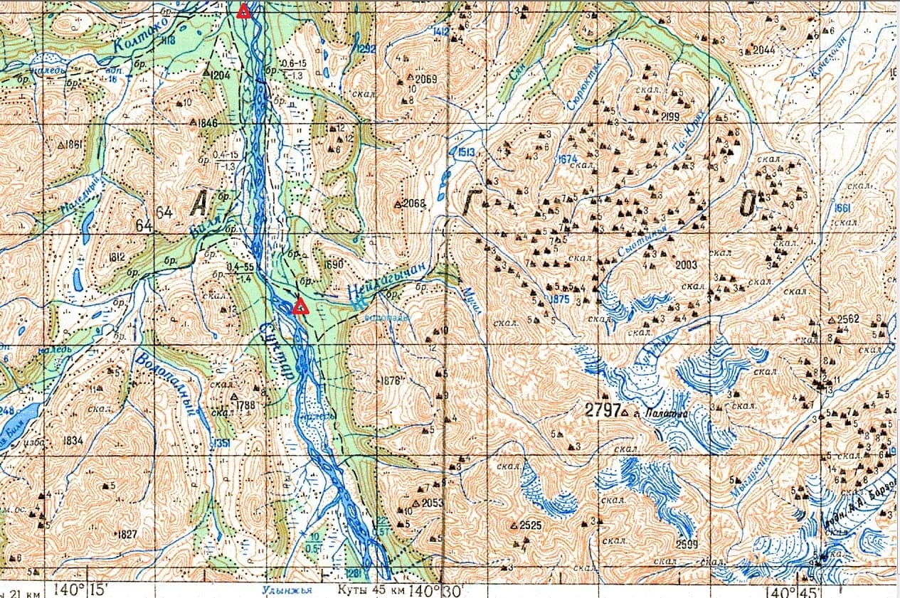 Хребет Сунтар-Хаята на карте
